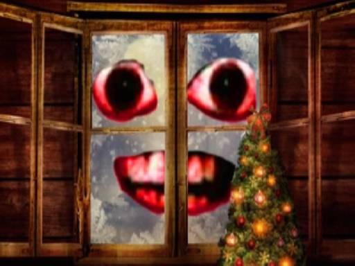 image New Year Santa Claus outside the window